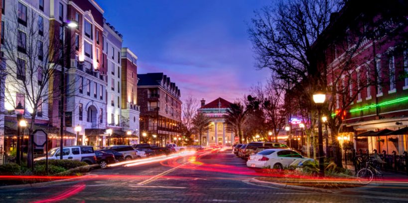 downtown gainesville, florida at night